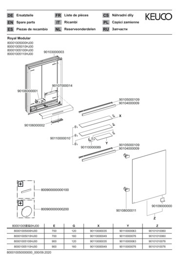 KEUCO Spiegelschrank Royal Modular 2.0 500 x 900 x 120 mm, 1 Steckdose, Wandeinbau, 1-türig, links, beleuchtet
