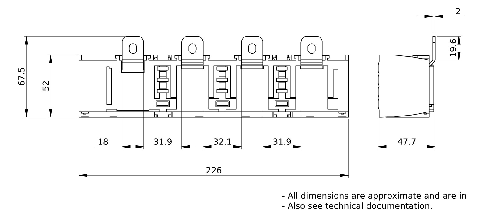Steuerleitungsklemme 4p 10qmm