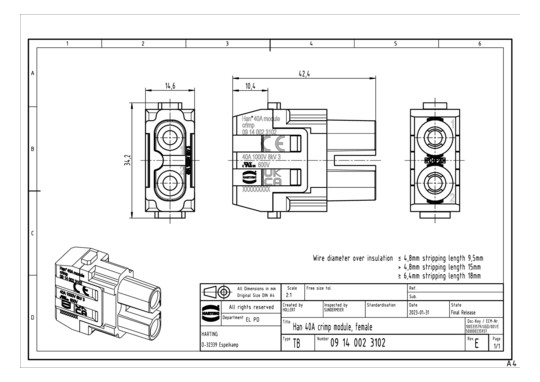 HART Han 40A Crimp module,   09140023102 