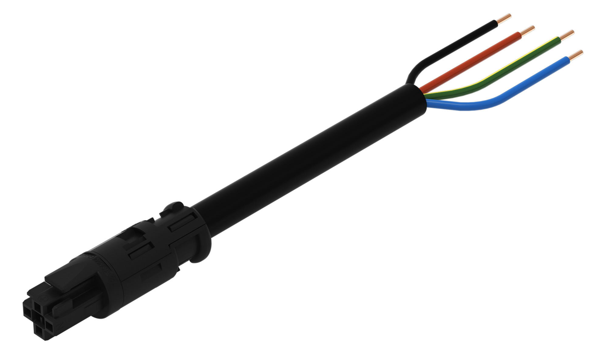 Systemverbindung 4p Serie 774 H05VV-F sw 1,5qmm 4x1,5qmm L6000mm Buchse fr.Ende Systemverbindung 4p Serie 774 H05VV-F sw 1,5qmm 4x1,5qmm L6000mm Buchse fr.Ende