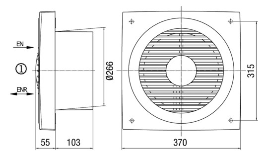 MAICO Wandeinbau-Ventilator        ENR25 