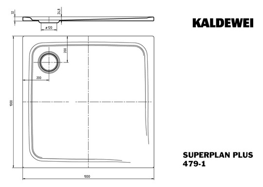 Kaldewei Duschfläche SUPERPLAN PLUS 479-1 100x100cm, Secure Plus, weiß