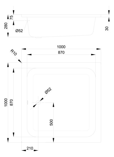 Duschwanne BetteDelta 100x100x28cm, pergamon