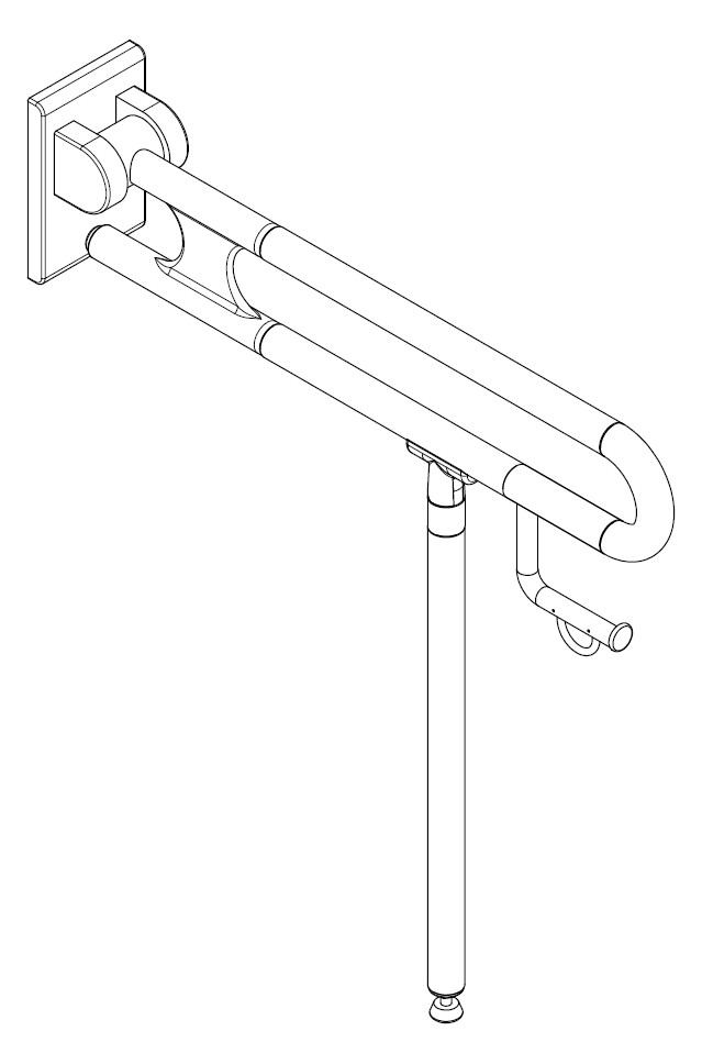 Normbau Stützklappgriff Nylon Care 800mm, 725 mm, Bodenstütze, Papierrollenhalter, schwarz Normbau Stützklappgriff Nylon Care 800mm, 725 mm, Bodenstütze, Papierrollenhalter, schwarz