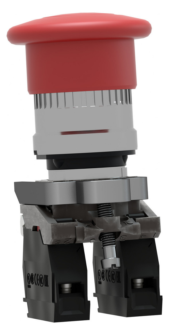Not-Aus Taster EB IP66 ZugEntr 1S 1Ö Ø22,5mm Einb Schraub