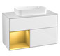 V&B Waschtisch-Unterschrank Finion 100x60,3x50,1cm, Regal links Gold matt, Glossy white lacquer