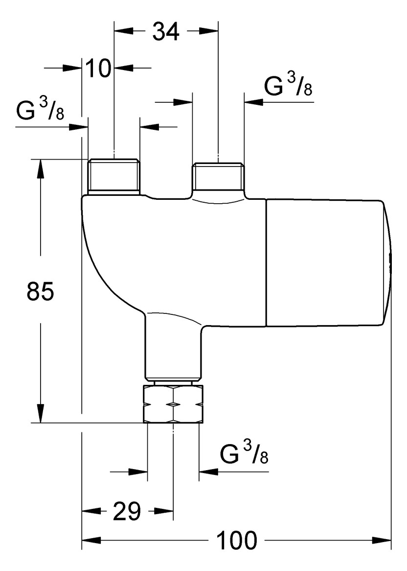 GROHE Untertisch-Thermostat Grohtherm Micro mit thermischer Verbrühschutz, chrom