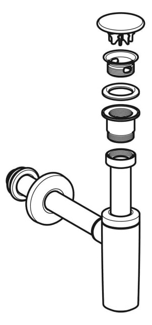 Geberit Waschbeckenablauf mit Siphon, Ventilabdeckung und Manschette, weiß/hochglanz-verchromt