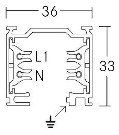 Stromschiene 3ph 2000mm ws 230V Alu 36x33mm rechteck Stromschiene 3ph 2000mm ws 230V Alu 36x33mm rechteck