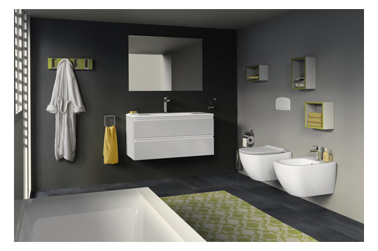 Ideal-Standard Waschtisch-Einhebelmischer Tesi Grande Ausladung 123mm, verchromt, mit Metall-Ablaufgarnitur