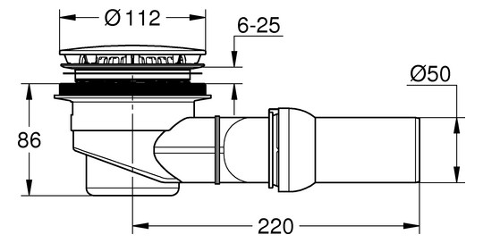 GROHE Ablaufgarnitur Universal Ø 11,2 cm, Abgang waagerecht, chrom