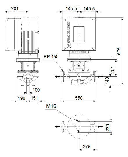 GRUNDFOS Trockenläuferpumpe TPE 100-200/4 S-A-F-A-BAQE-MWA