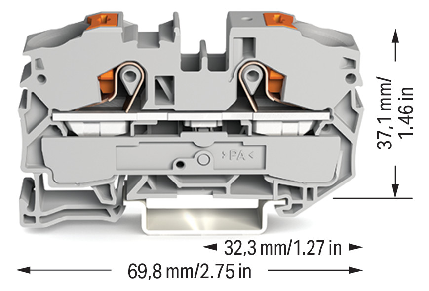 Reihenklemme 0,5-16qmm 1Etage 2kl gr 76A TS35 Hutschiene TH35
