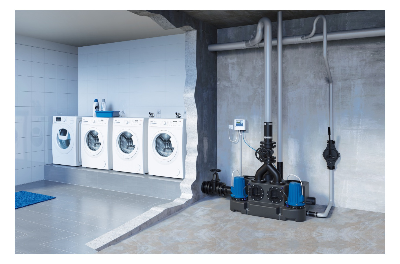 SFA Hochl.-Hebeanl. SANICUBIC 2 FRK 1.5T mit 2 Freistromradpumpen, 1,8 kW, 400 V