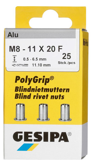 GESIPA-Polygrip-Blindnietmuttern Alu - M8x11x20 (Minipack...
