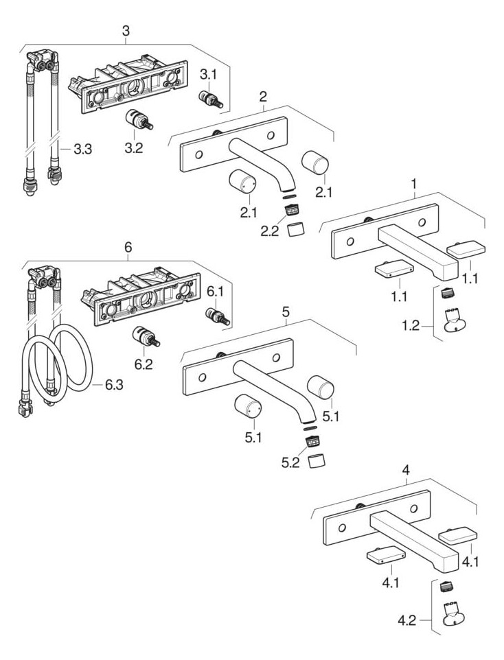 Geberit Waschtisch-Armatur ONE 16,5 cm, Hochglanz-verchromt, Zweigriffmischer, Wandmontage, rund, für UP Funktionsbox
