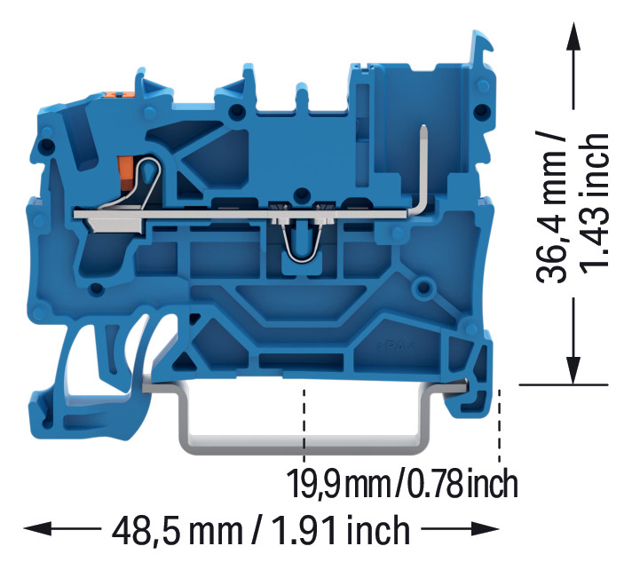 Reihenklemme 0,25-4qmm 1Etage 2kl bl 24A TS35 Hutschiene TH35