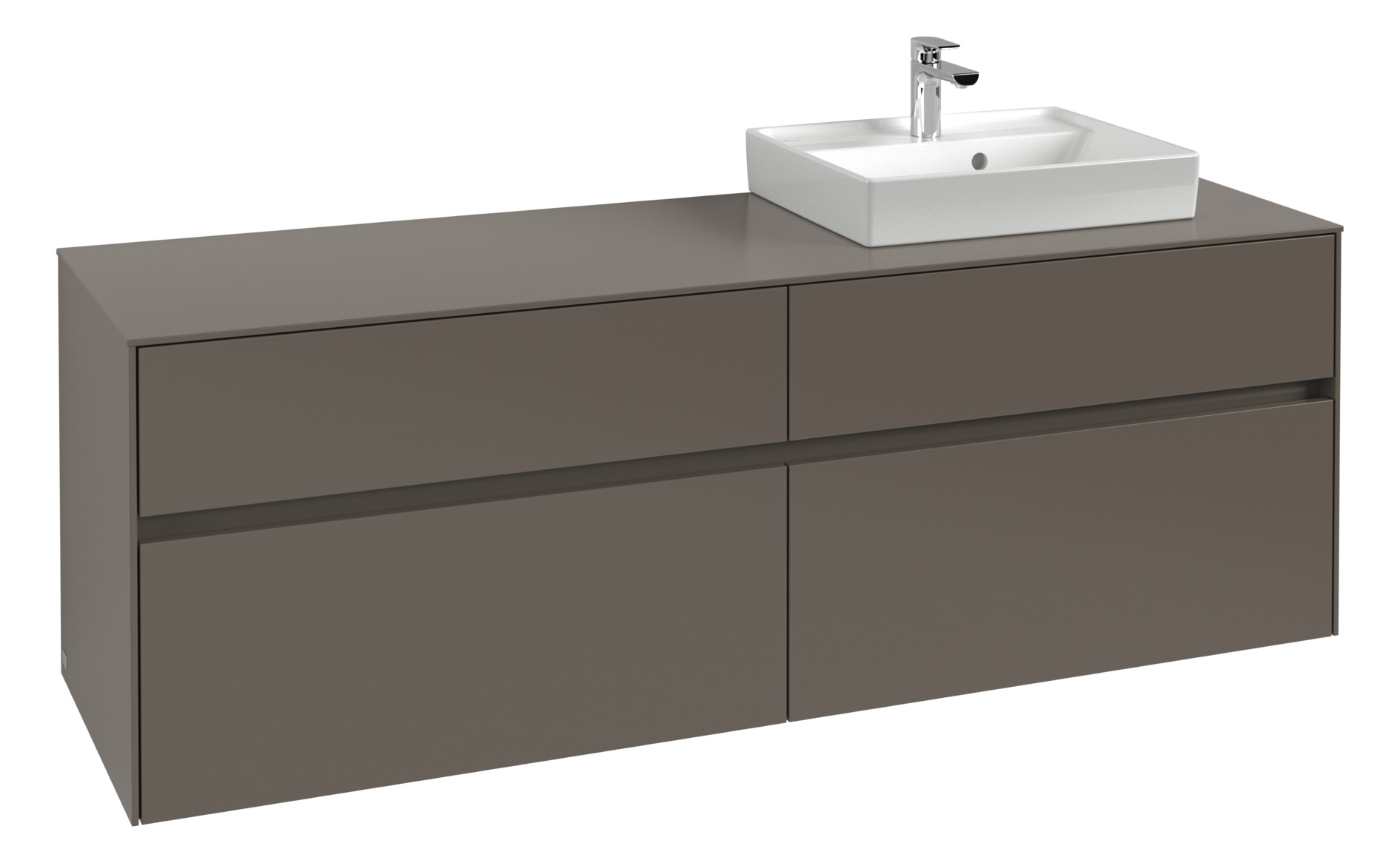 V&B Waschtischunterschrank Collaro 160x54,8x50cm, Waschtisch rechts, LED-Beleuchtung 12W, white wood