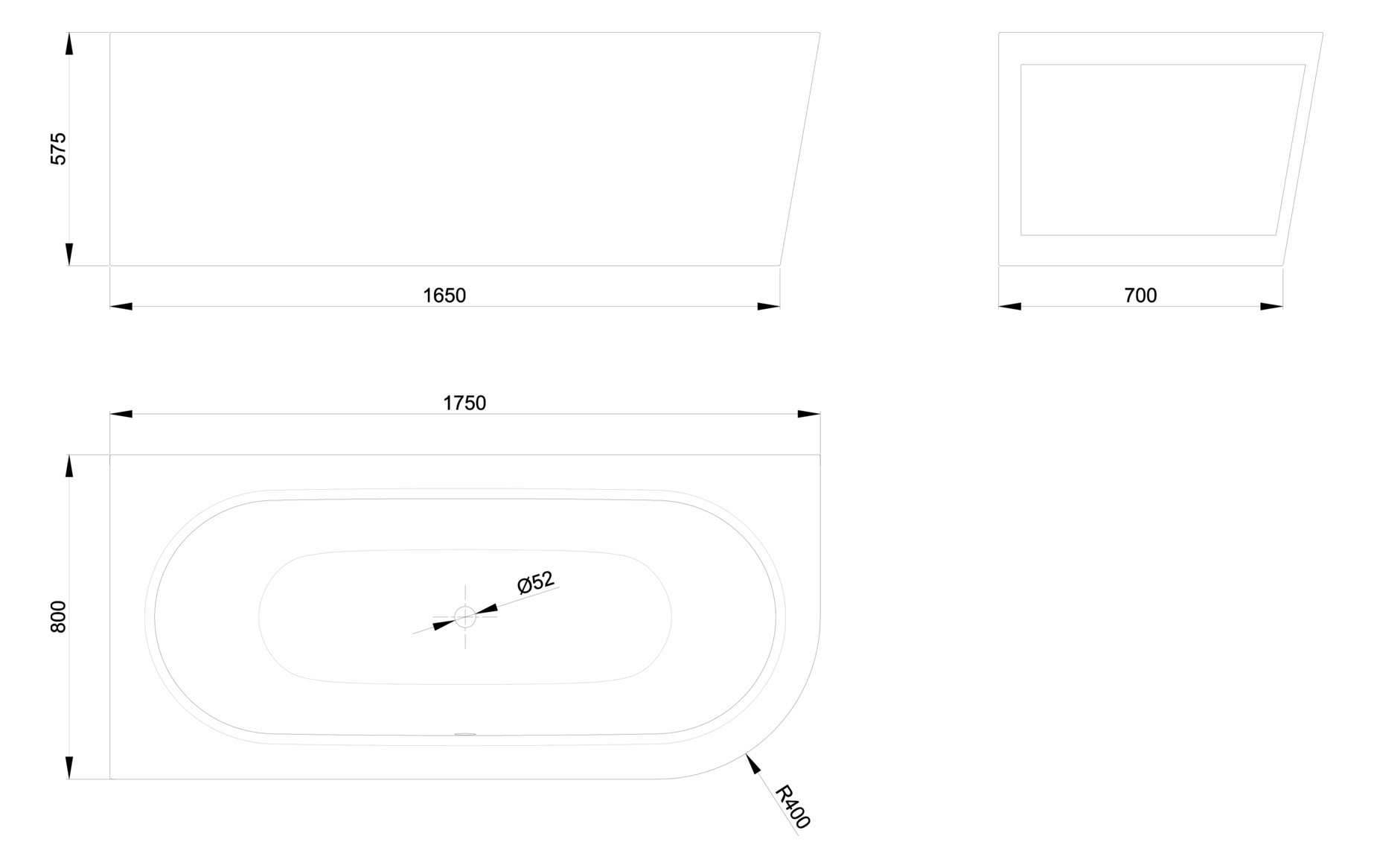 Badewanne BetteStarlet IV Silhouette-6660 manhattan, 175x80x42cm, mit Schürze