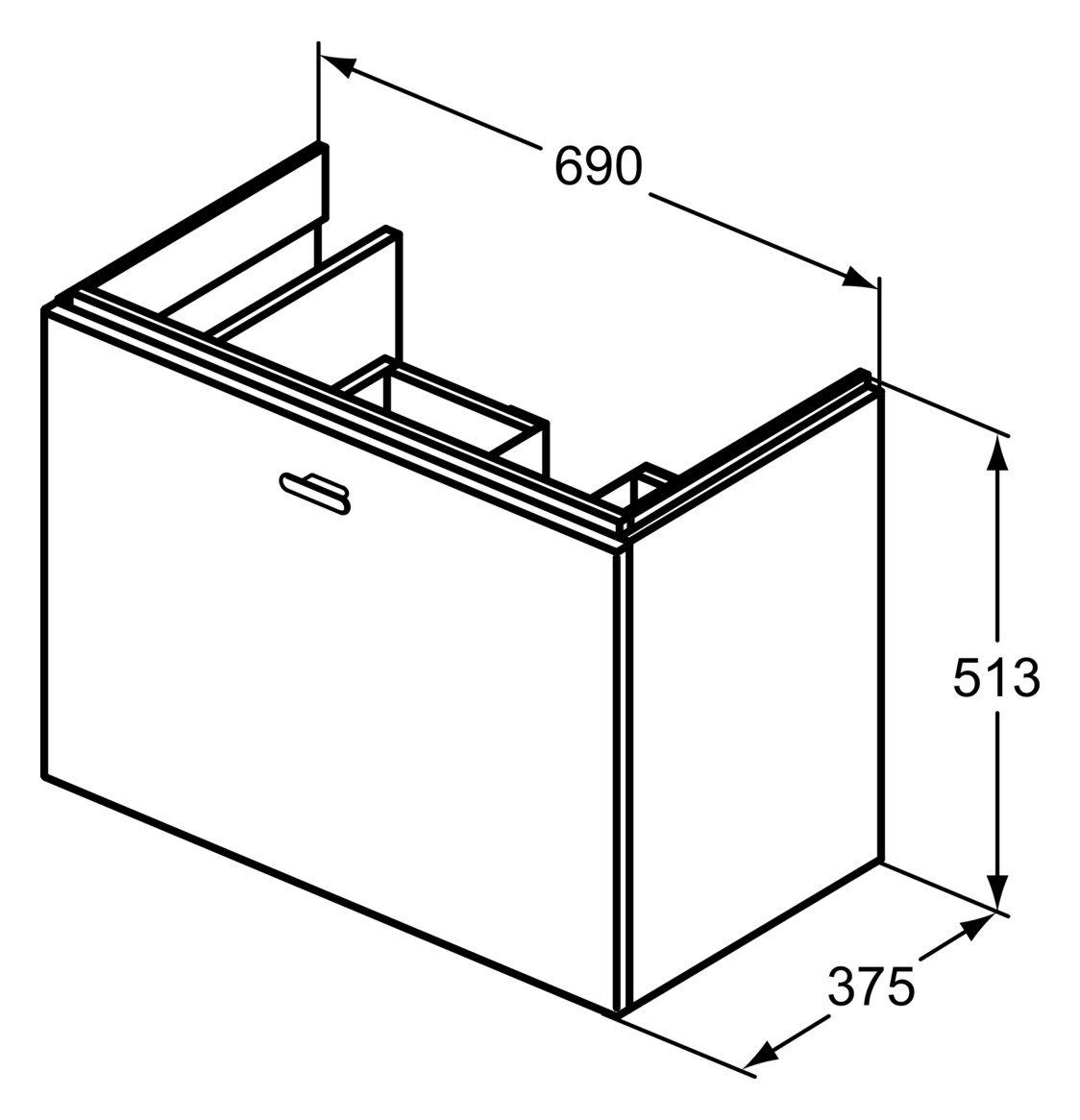 IS äußere Auszugsfront CONNECT SPACE, Ablg.li., WTUS 690mm, Nussbaum Dekor IS äußere Auszugsfront CONNECT SPACE, Ablg.li., WTUS 690mm, Nussbaum Dekor