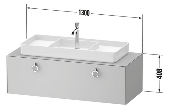 Duravit Waschtisch-Unterschrank White Tulip 130x55cm, Becken links, Nordic Weiß Hochglanz, kein Einrichtungssystem/mit Innenbeleuchtung