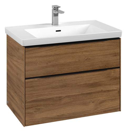 V&B Waschtisch-Unterschrank Subway 3.0 77,2x57,6x47,8cm, ohne LED/Griff Volcano black, kansas oak