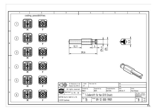 HART T-Codierstift für Han Q 09120009901 