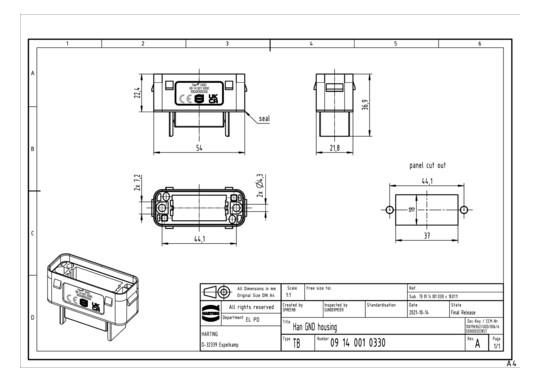 HART Han GND Anbaugehäuse    09140010330 