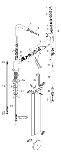 hansgrohe Spültisch-Einhebelmischer 230 Select 2jet Axor Citterio mit Ausziehbrause und sBox, chrom