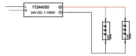LED-Trafo 1-150W 24V IP20 Kstgeh stat 310x40x30mm
