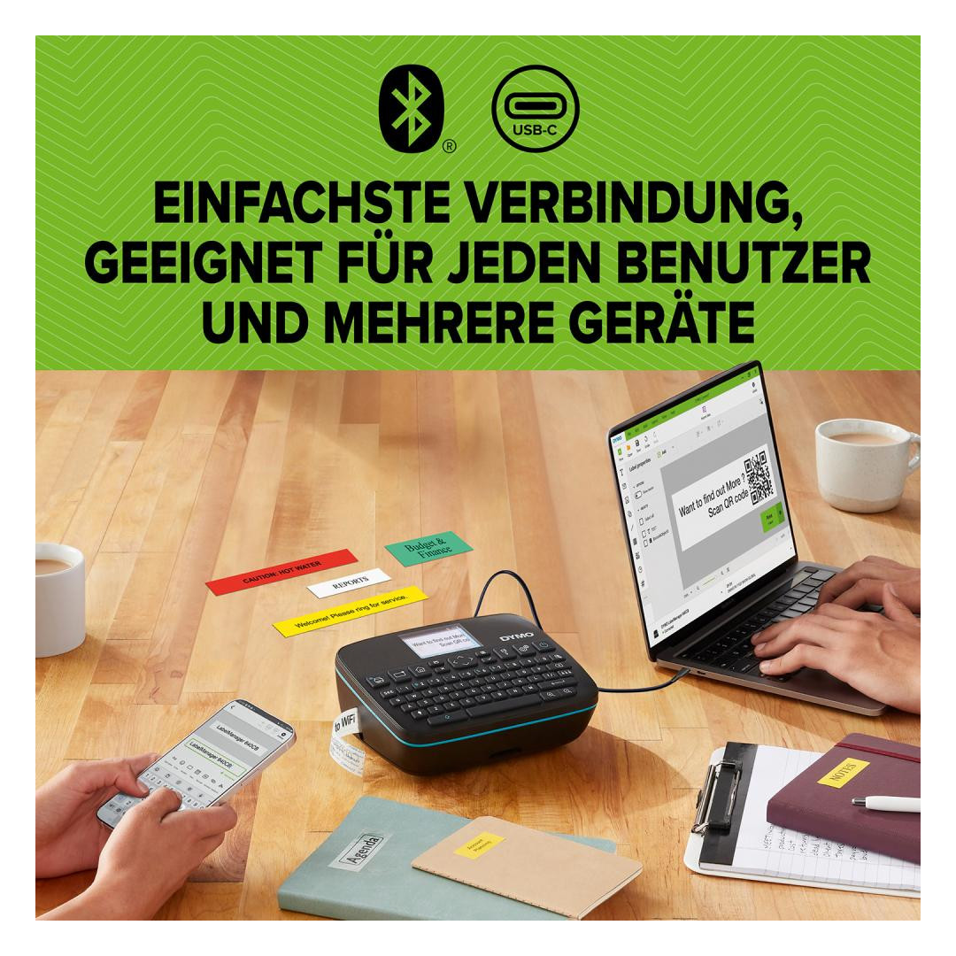 Bild DYMO LabelManager Exectiv 640 CB D1-Bänd er bis 24mm mit links Io.-Akku, Bluetooth-5