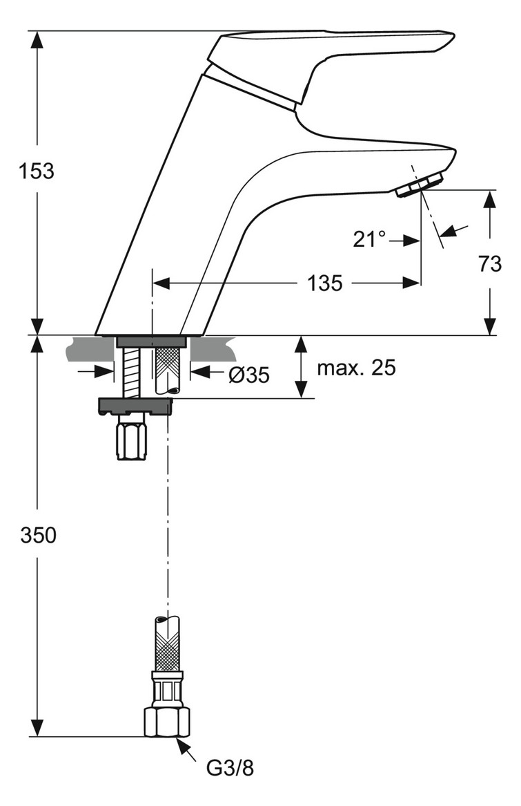 Ideal-Standard Waschtisch-Einhebelmischer CeraMix Blue ohne Ablaufgarnitur, chrom
