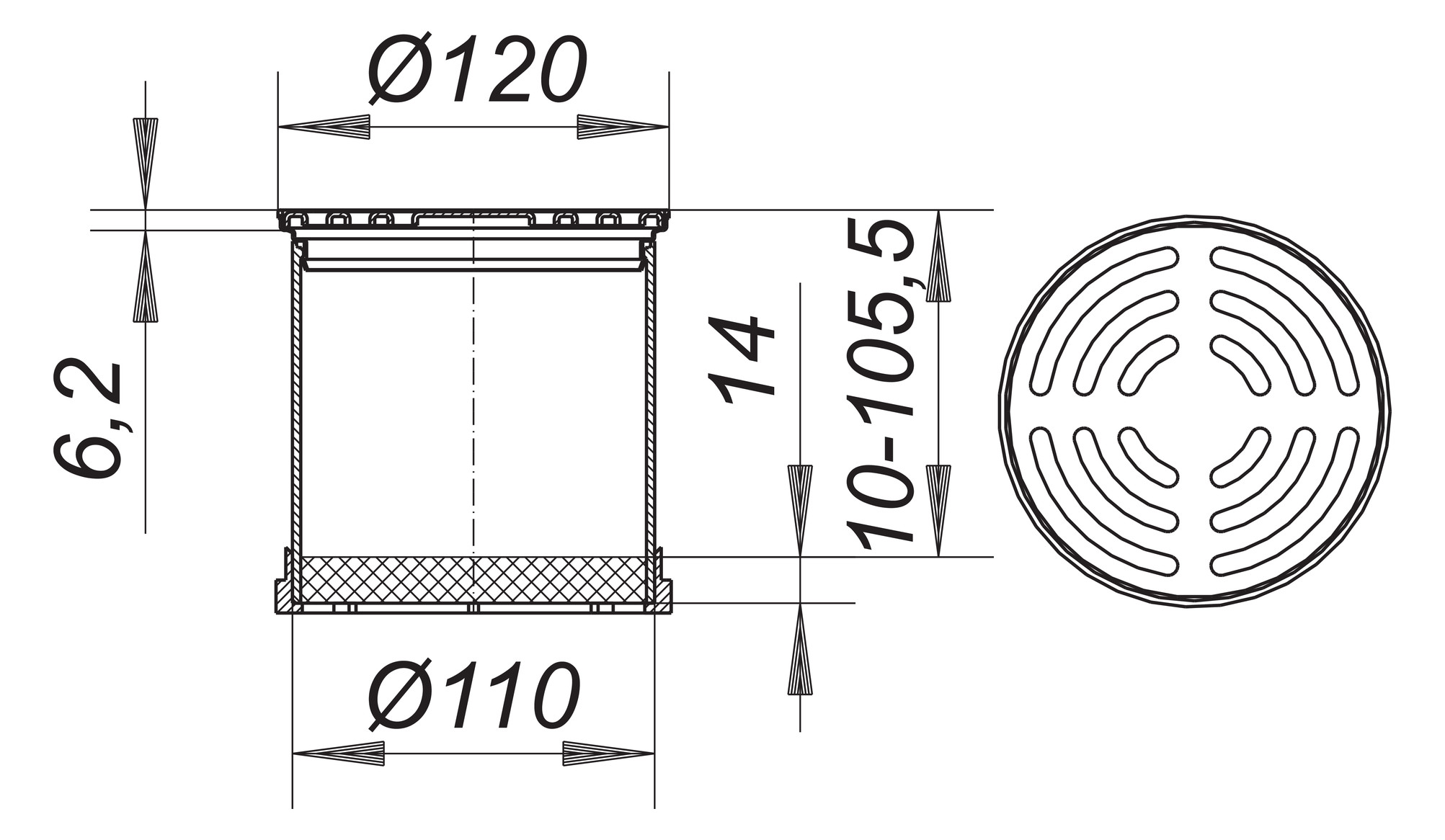 Dallmer Aufsatz ER 12 Serie 10 Ø 120 mm, Edelstahl