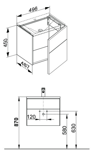 KEUCO Waschtisch-Unterschrank Royal Reflex 49,6x45x48,7cm, 1-türig, links, weiß/weiß