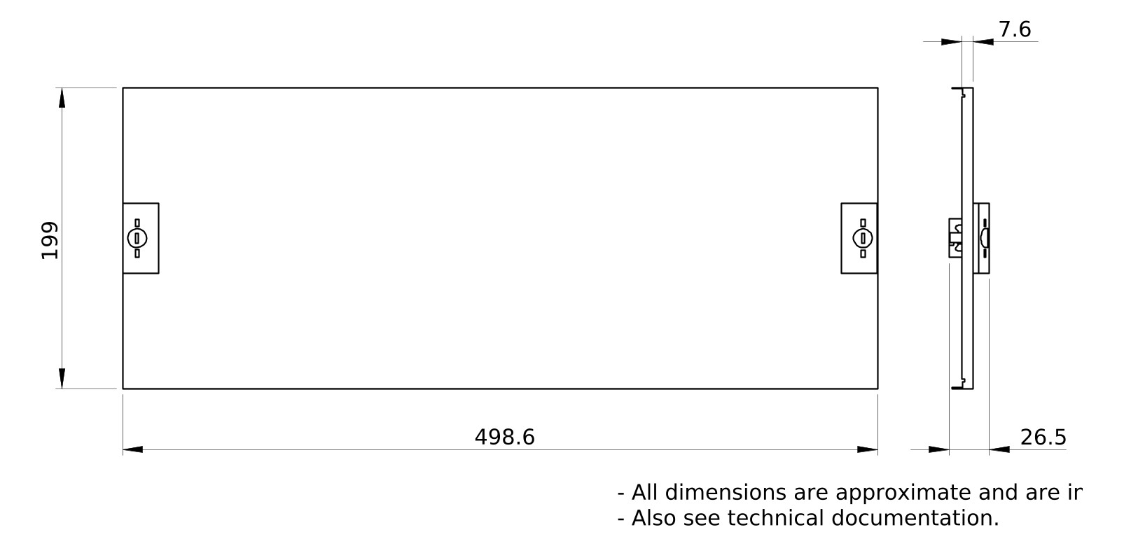 Schrank-Frontplatte 4HE B500xH200mm ST pulverbesch