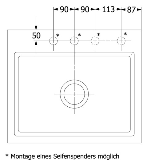 V&B Flächenbündige Spüle Subway Style 60 S Flat rechts, mit Ablaufgarnitur, Handbetätigung, stone white