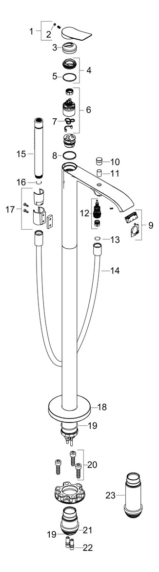 hansgrohe Fertigmontageset Vivenis Wannen-Einhebelmischer, bodenstehend, mattweiß