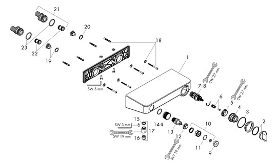 hansgrohe Brausethermostat ShowerTablet Select 300 300x160mm, AP, 1 Verbraucher, chrom
