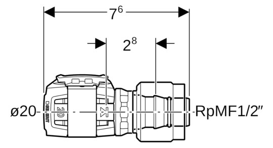 Geberit Übergang FlowFit mit Masterfix, Ø 20 mm