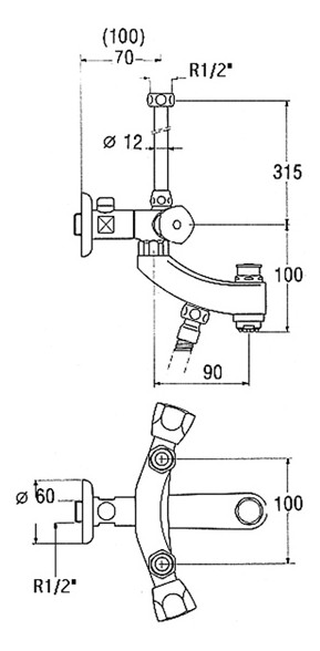 KWC Zweigriff-Armatur Kuri verchromt, NW 3/8", Niederdruck, für Wanne, mit Handbrause