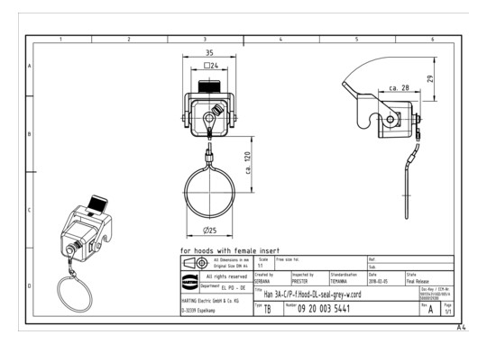 HART HARTING ABDECKKAPPE KUN 09200035441 