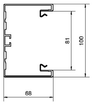Geräteeinbaukanal Alu 100x68mm natur anod/elox GEB-K 5800qmm 2000mm