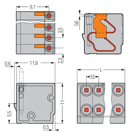Printklemme 7f 2re gr RM=3,5 0,4-0,8qmm Steckklemm/Löt