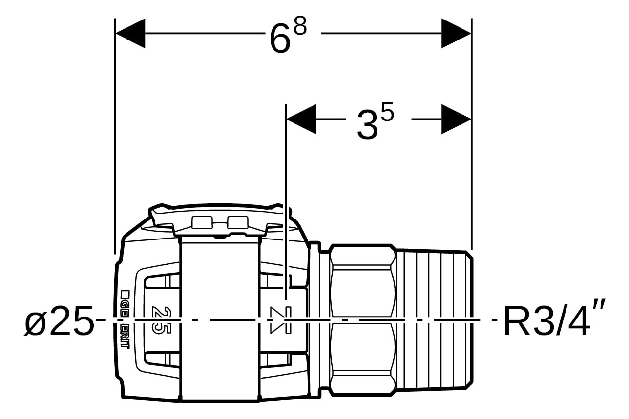 Geberit Übergang FlowFit Ø 25 mm, R 3/4, mit Außengewinde