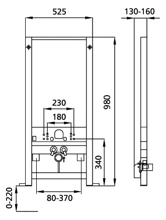 Burda Wand-Bidet-Element BS+ 98 cm, Standardanschluss