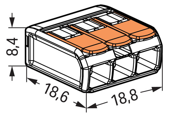 Steckklemme 3f 450V 32A Serie 221 0,2-4qmm m.BetätiHebel f.Massivleiter