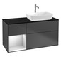 V&B Waschtisch-Unterschrank Finion 120cm, Abdeckplatte black matt, Regal White matt lacquer, Anthracite matt