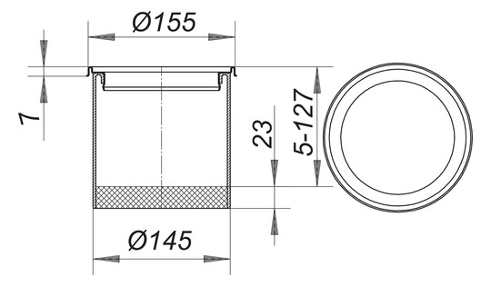 Dallmer Aufsatzrahmen VER 15 Serie 15 VER 15, Edelstahl 1.4404, d= 155mm