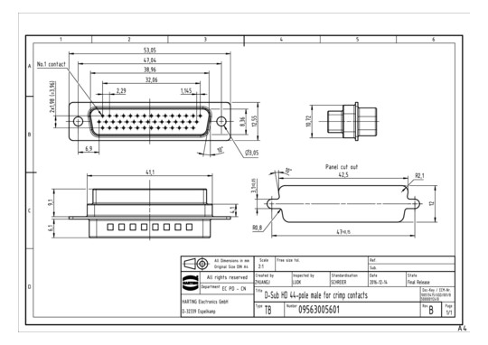 HART D SUB HD MA CRIMP SHELL 09563005601 