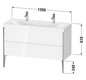 Duravit Waschtisch-Unterschrank c-bonded XViu 120x48cm, 2 Auszüge, ohne Hahnloch, schwarz matt, Rahmen C, betongrau matt
